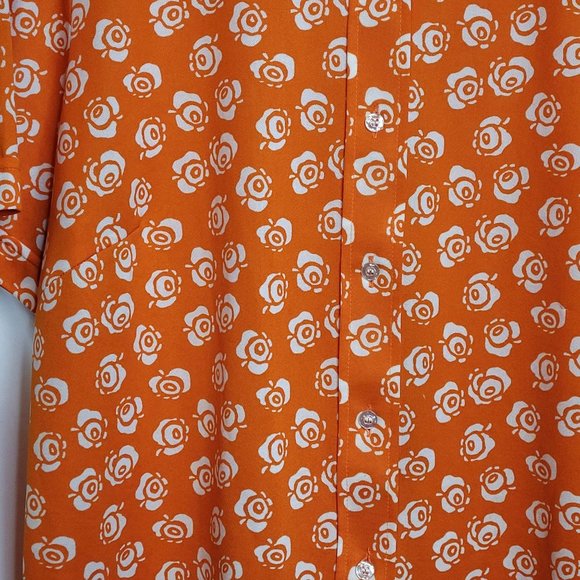 Vintage Floral Blouse Sears Perma Prest Orange White Polyester Tag Size 40 - Picture 2 of 5